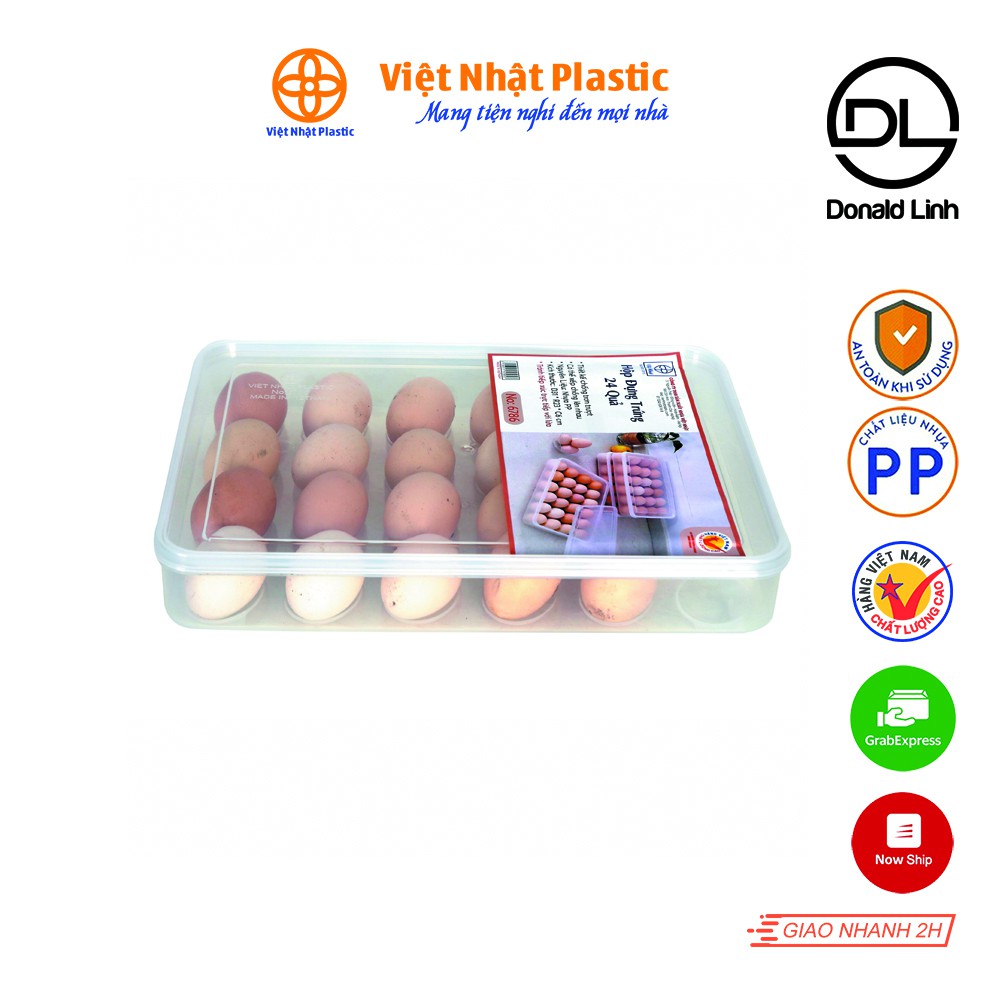 Khay đựng trứng 24 ngăn có nắp đậy bảo quản tủ lạnh Việt Nhật Plastic 6786