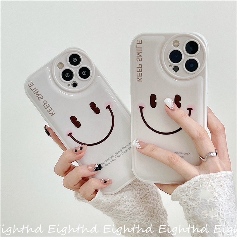 Ốp Điện Thoại Silicon Họa Tiết Mặt Cười Đơn Giản Chống Sốc Cho iPhone 13 12 11 Pro Max X XR Xs Max 7 8 Plus SE 2020