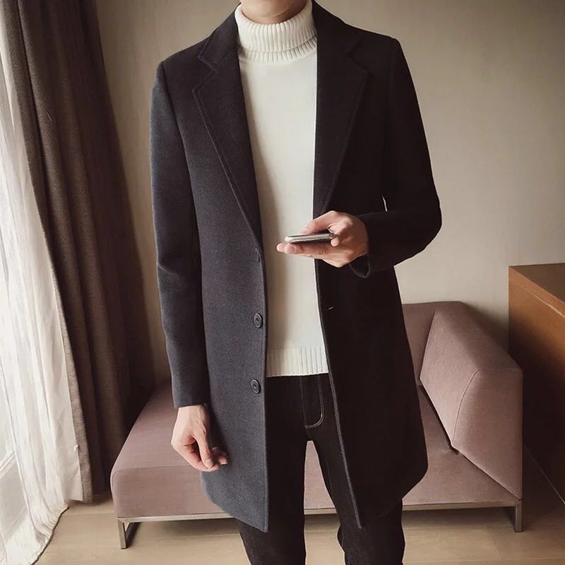 Áo khoác dạ măng tô unisex phong cách Hàn Quốc thời trang Mrhero AKD05 màu đen M.RO