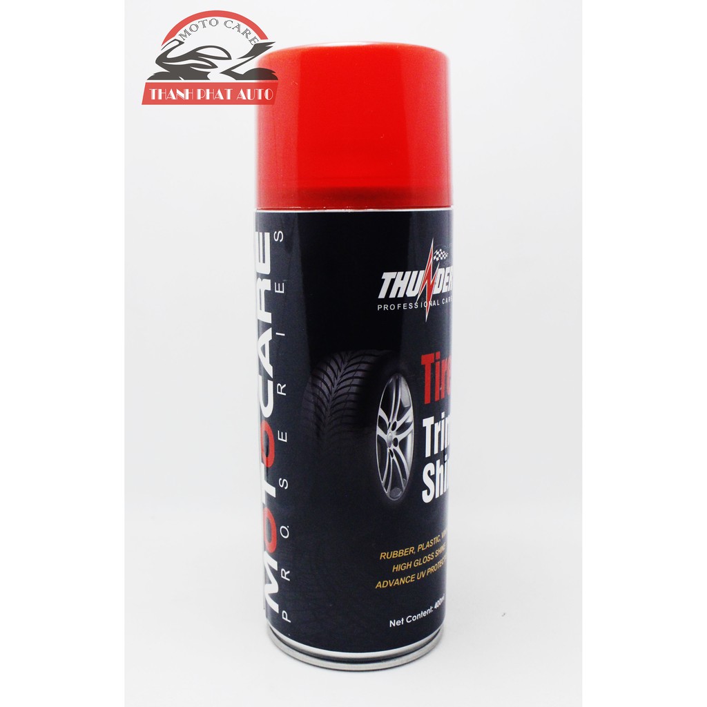 Chai xịt dưỡng nhựa nhám, vỏ xe Thunder Tire &amp; Trim Shine 400ml chuyên làm bóng nhựa đen và vỏ xe