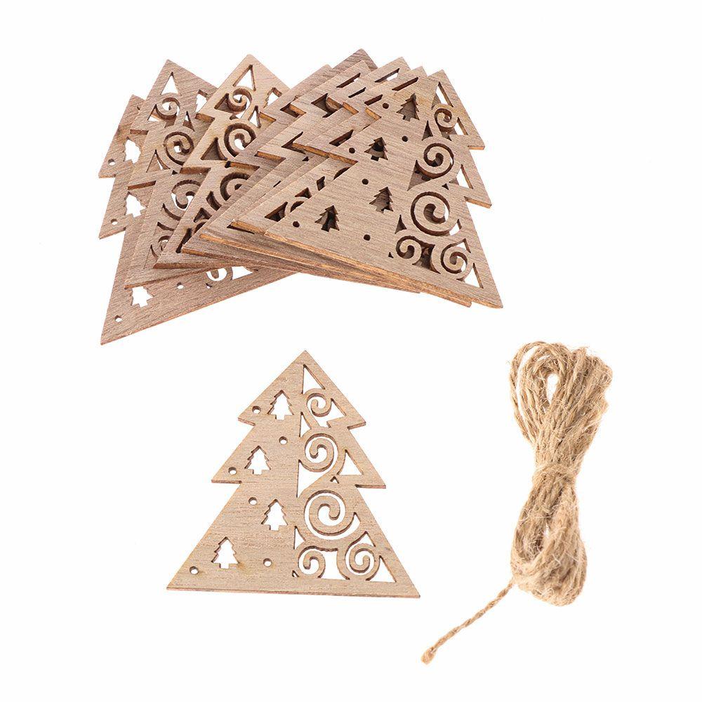 Bộ 10 Phụ Kiện Treo Trang Trí Giáng Sinh Bằng Gỗ Hình Người Tuyết