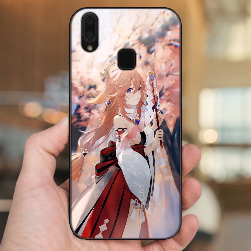 Ốp lưng Vivo Y91, Y95 viền đen in hình Yae Miko Genshin Impact