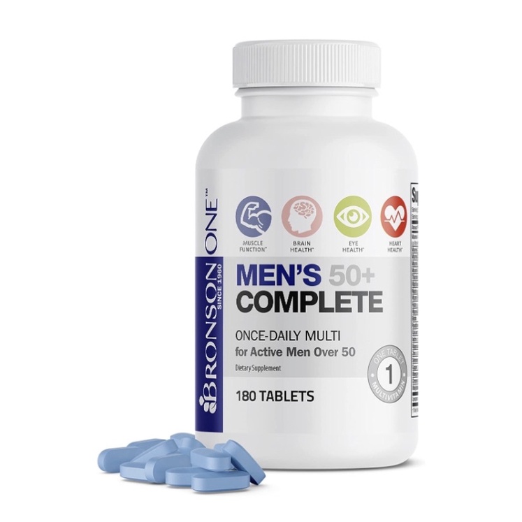 Vitamin tổng hợp cho Nam/ Nữ trên 50+ Bronson ONE Daily Mens 50+ Complete Multivitamin Multimineral 180 viên USA
