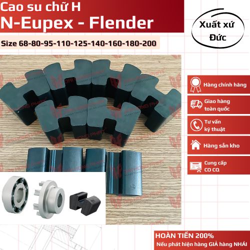 Cao su chữ H size 68 đến 200 cho khớp nối mềm N-Eupex Flender.HÌNH THẬT, SẴN KHO