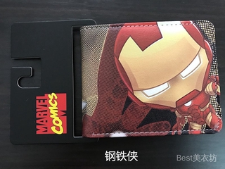 Ví da dáng ngắn in hình iron man cá tính cho nam nữ