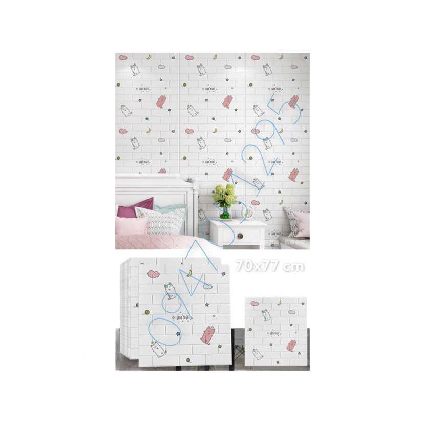 Xốp Dán Tường Trẻ Em Cao Cấp Cách Âm Cách Nhiệt Giá Rẻ, Kích Thước 70x77 cm, Mặt Sau Có Sẵn Keo