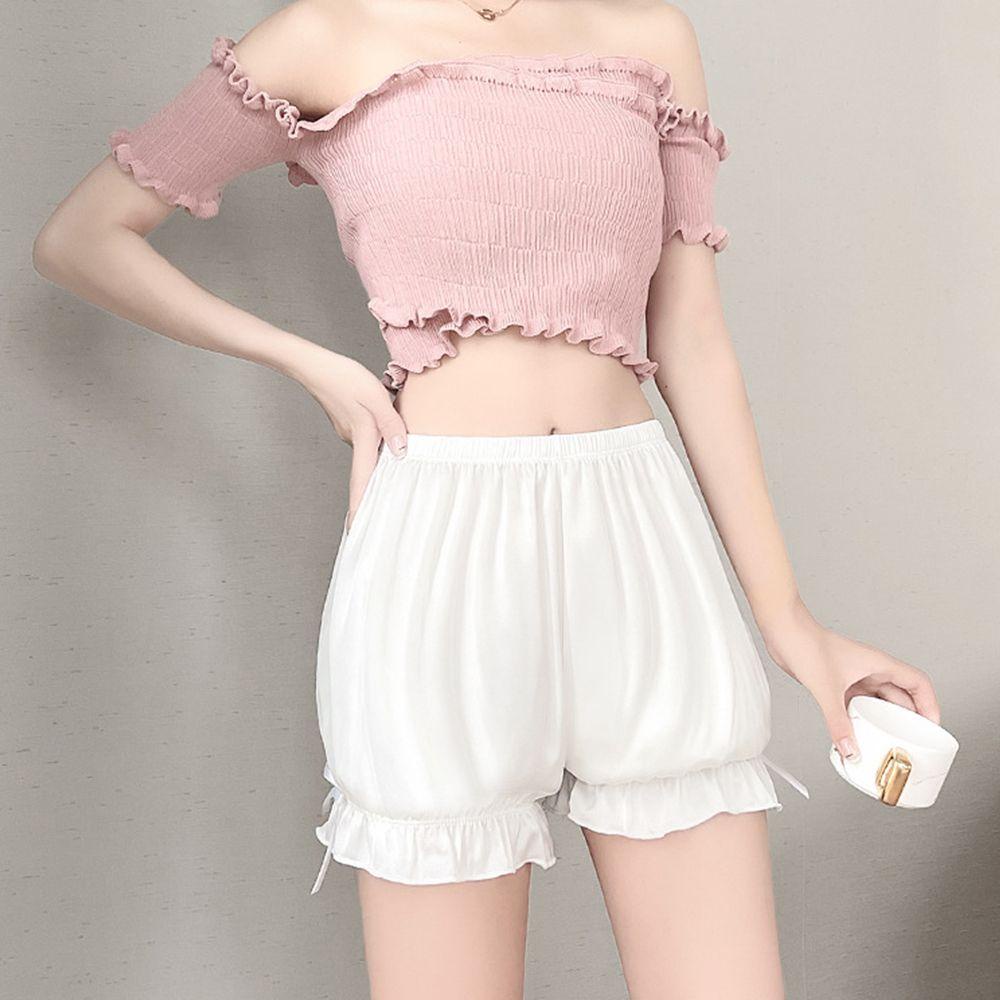 Quần Lót Boxer Ngắn Lưng Cao Dáng Rộng Bằng Lụa Mát Đính Nơ Thời Trang Mùa Hè Quyến Rũ Cho Nữ