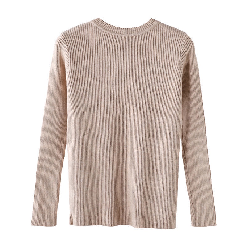 Áo Len Tay Dài Cổ Tròn Màu Trắng Đen Thời Trang Cho Nữ