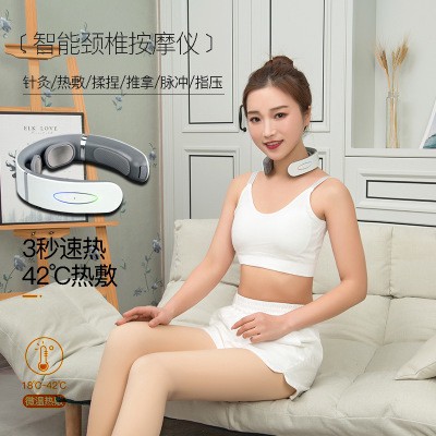 Máy mát xa cổ và vai - Vòng Massage đeo cổ thông minh - Massage cổ có sưởi ấm sạc điện Mới 2020