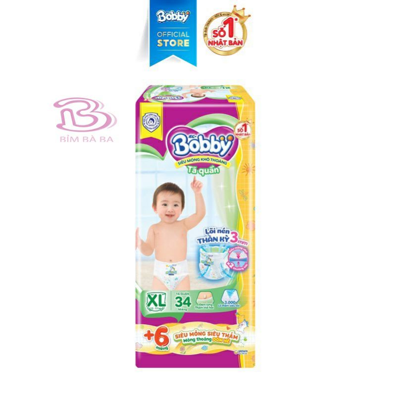 🏰HCM 🏰 Tã quần Bobby lõi nén 3 mm size S46+6/ M42+4 / L38+4 / XL32+4 / XXL28+4 / XXXL22+4