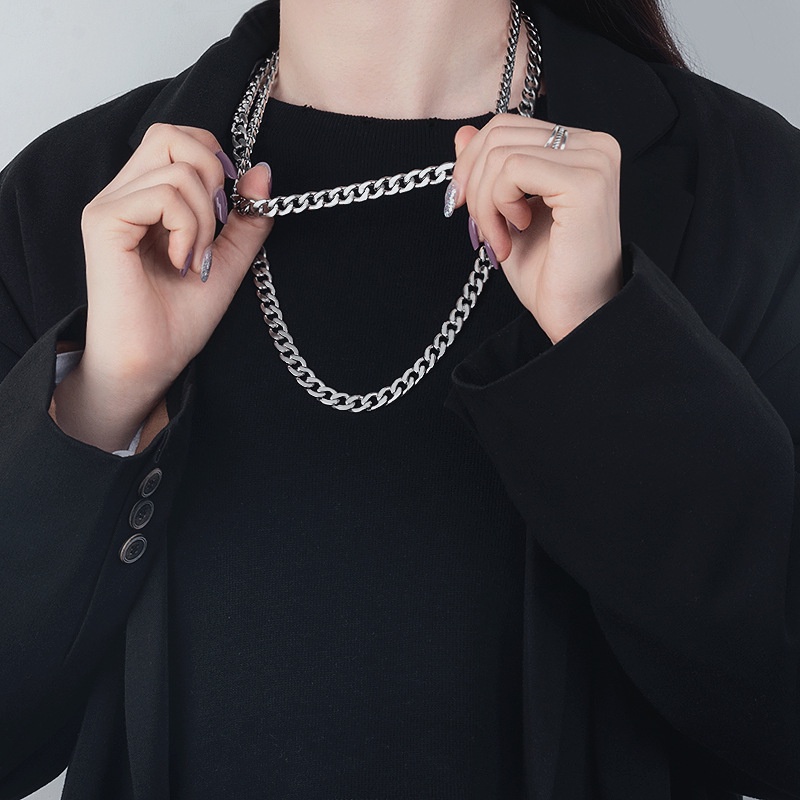 Vòng cổ MAYEBE LAVEND Dây Chuyền Cuban Basic Inox Phong Cách Hip Hop Unisex