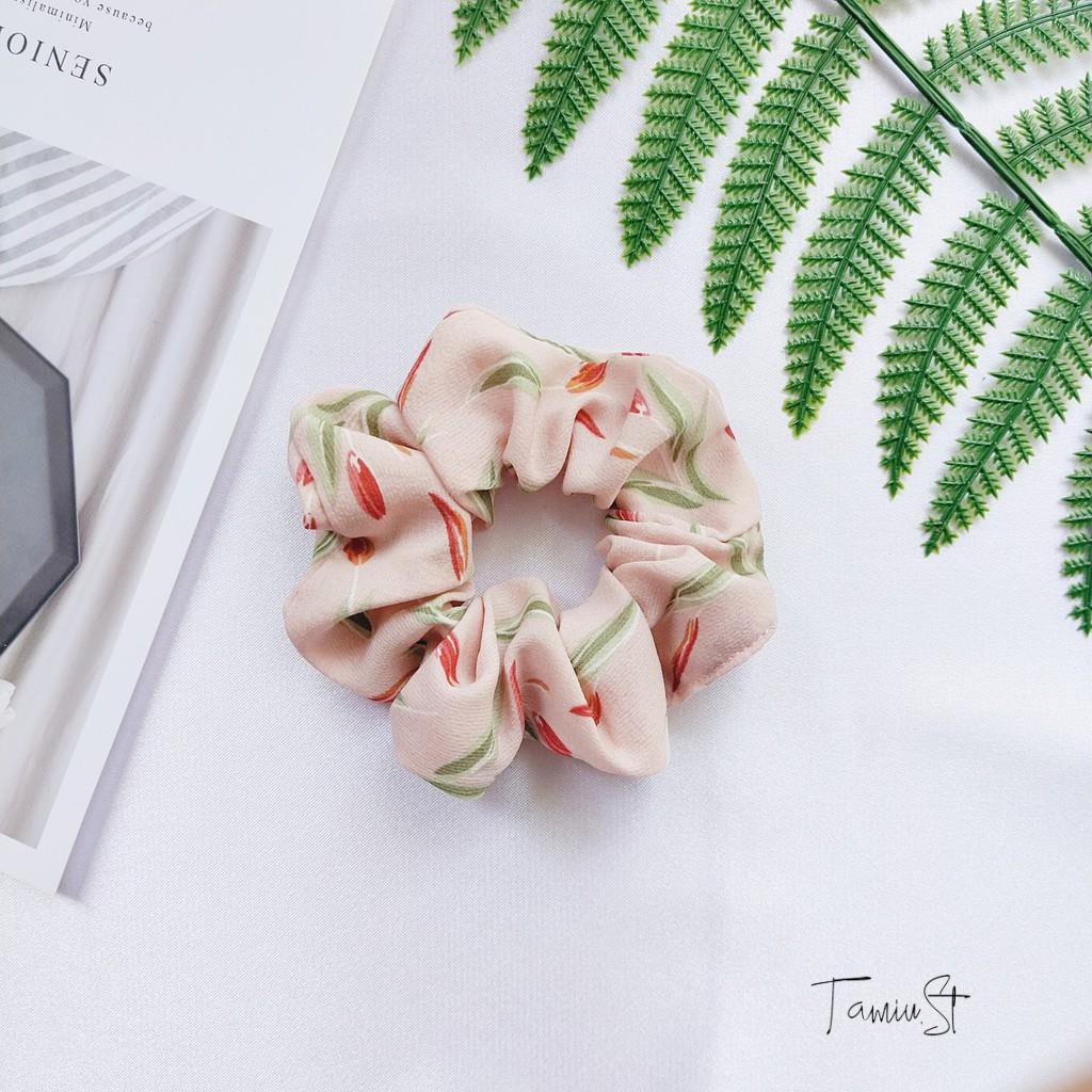 Scrunchies - Cột tóc scrunchie vải hoa Tulip