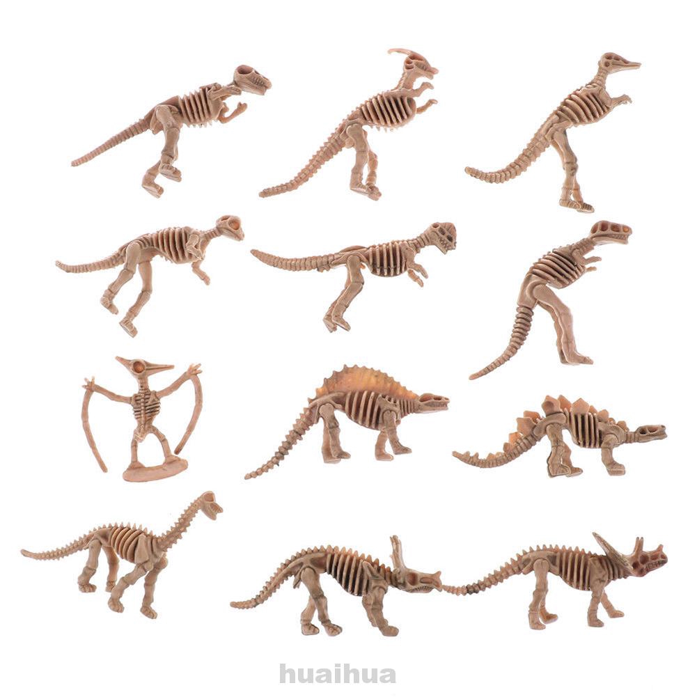 12pcs/set Dinosaur Model Simulation Plastic Dino Fossil Skeleton Collection Set Lifelike Figures Kids Toy Home Decor