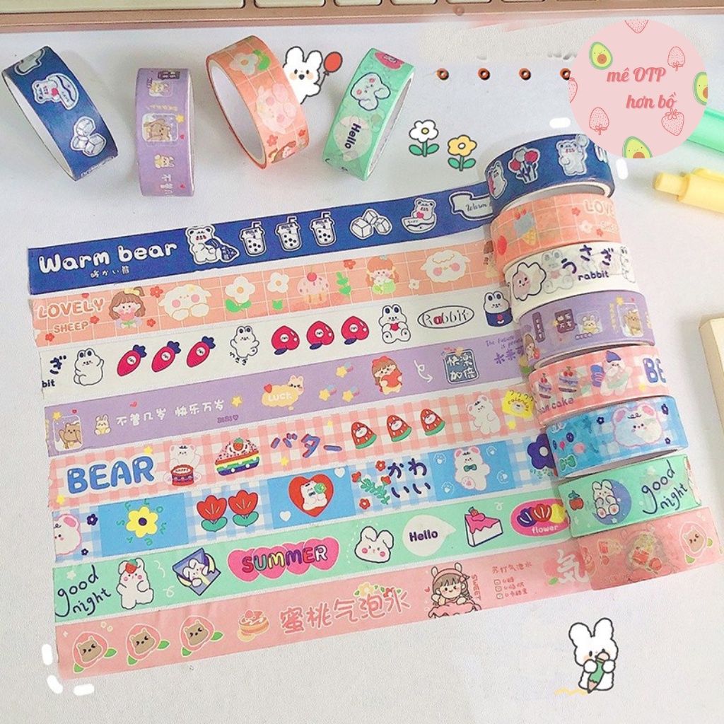 Washi tap, băng keo giấy họa tiết hoạt hình dễ thương