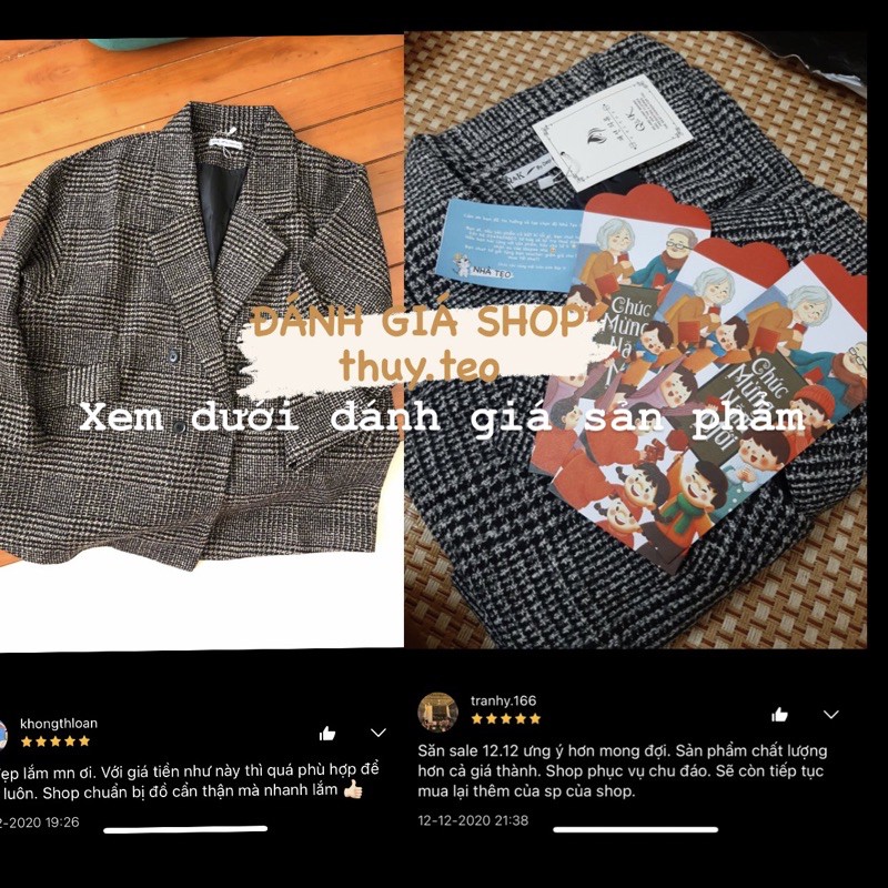 Áo dạ kẻ Hàn Quốc - Áo dạ kẻ dáng lỡ xinh xắn | BigBuy360 - bigbuy360.vn