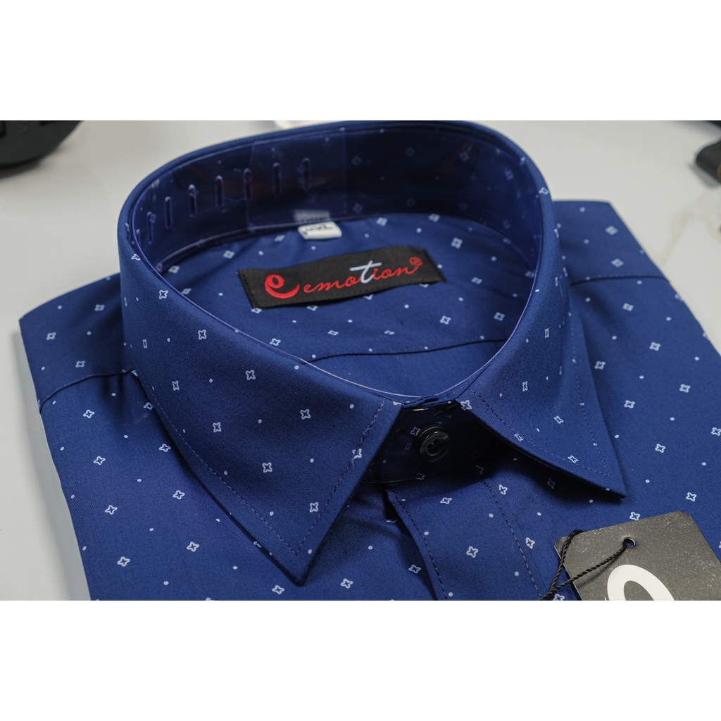 Áo Sơ Mi Nam Công Sở Cộc Tay Họa Tiết Trung Niên Emotion Form Slimfit phong cách Sartorial lịch lãm