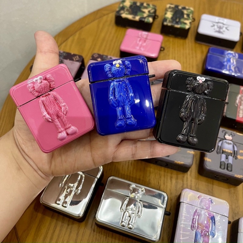 [ Chuẩn hình  ] Bọc tai nghe air_pod kiểu hộp vuông hoạ tiết gấu kaws nổi 3d nhiều mẫu độc lạ dành cho air 1 2 3 pro