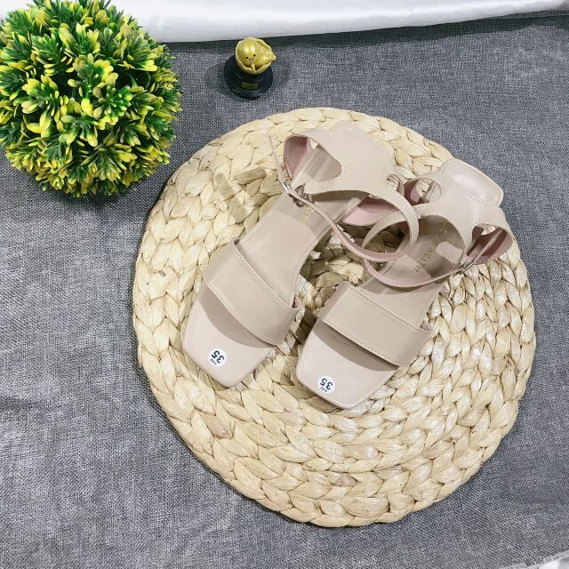 Sandal nữ gota cao 7p quai ngang trơn da lì CNK đơn giản không thể thiếu với mỗi cô gái