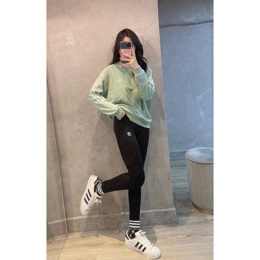 (ảnh thật) Áo nỉ tat dài 3-Stripes crew sweatshirts đủ 4 màu