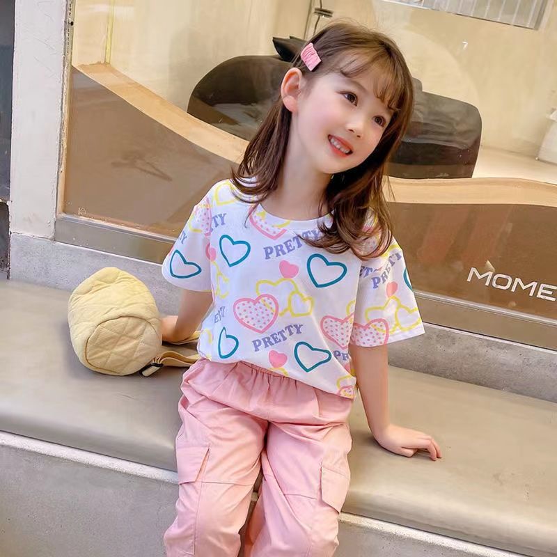 Áo Thun Cotton Ngắn Tay Phong Cách Nhật Hàn Thời Trang Mùa Hè 2022 Cho Bé Gái