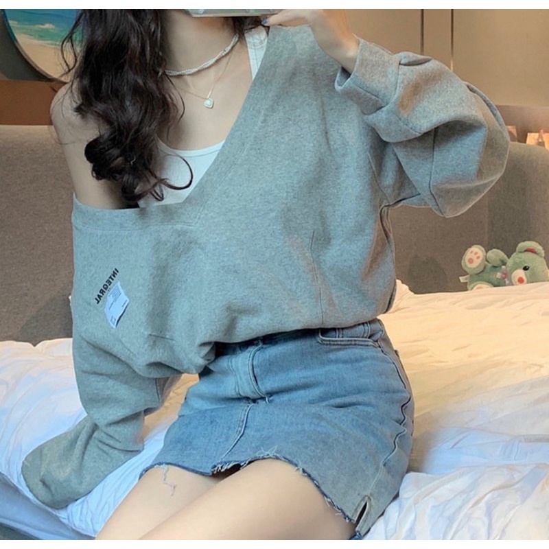 Sét áo croptop nữ thu đông in chữ INTEGRAL siêu xinh - hàng có sẵn