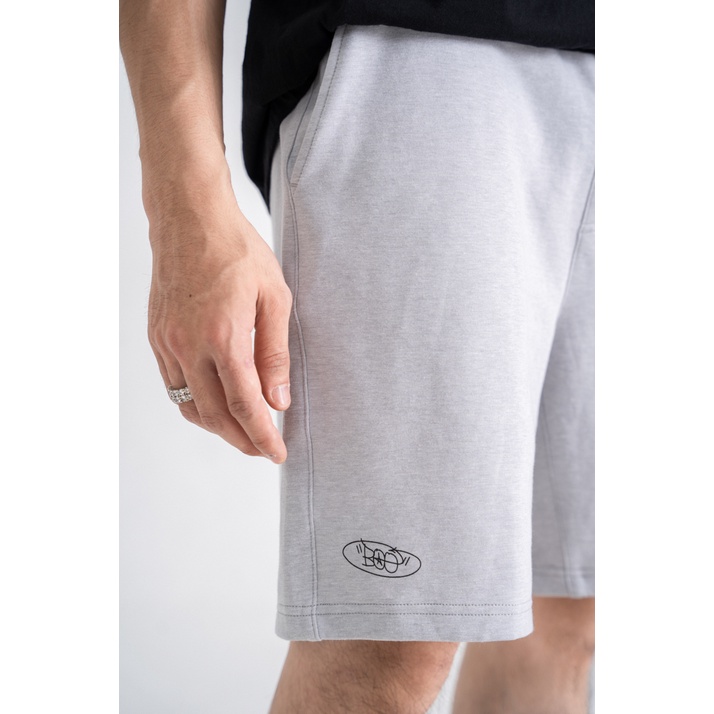 Quần Short BOO Unisex Nỉ Da Cá Mỏng Thêu Logo