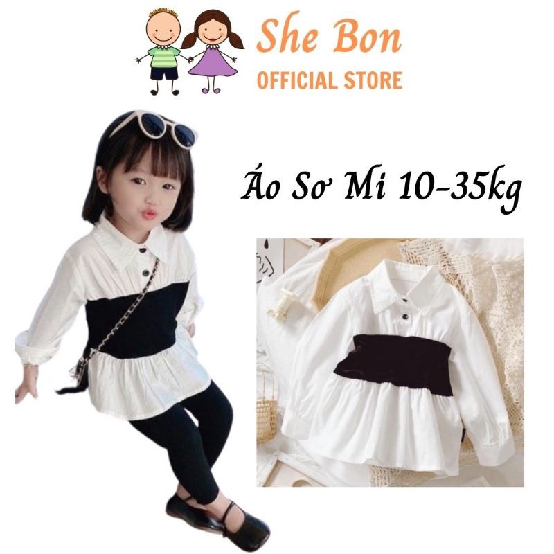 Áo Sơ Mi Bé Gái She Bon M1217 size 10-35kg Đáp Cực Điệu