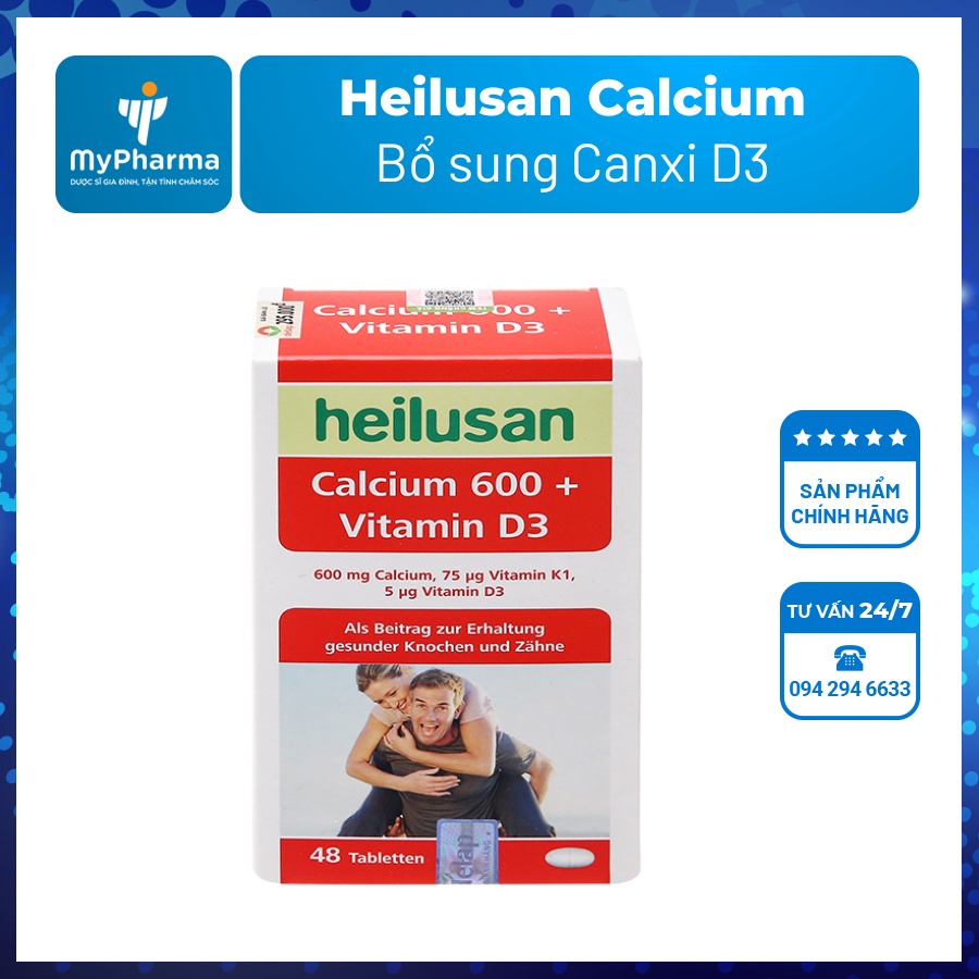 [48 viên] Heilusan Calcium - Bổ sung và hỗ trợ hấp thu Canxi (Canxi+D3)