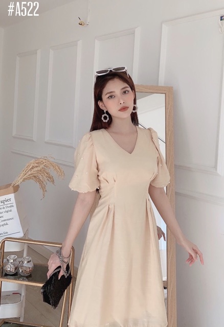 Đầm xoè tay phồng đính hạt 🌷Đẫm thiết kế 🌷FRE | BigBuy360 - bigbuy360.vn