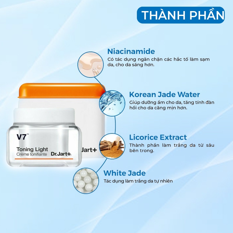 Kem Dưỡng Trắng Da Và Tái Tạo Da V7 Toning Light Dr.jart+ Hàn Quốc 50ml Giúp Da Trắng Sáng & Giảm Thâm Nám