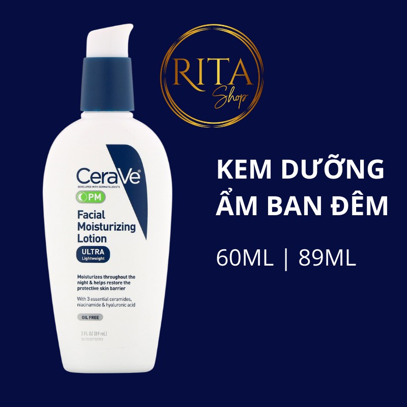 [Billl Mỹ - Canada] Kem dưỡng ẩm dưỡng da ban đêm Cerave PM facial moisturizing lotion 3 oz | 89 ml