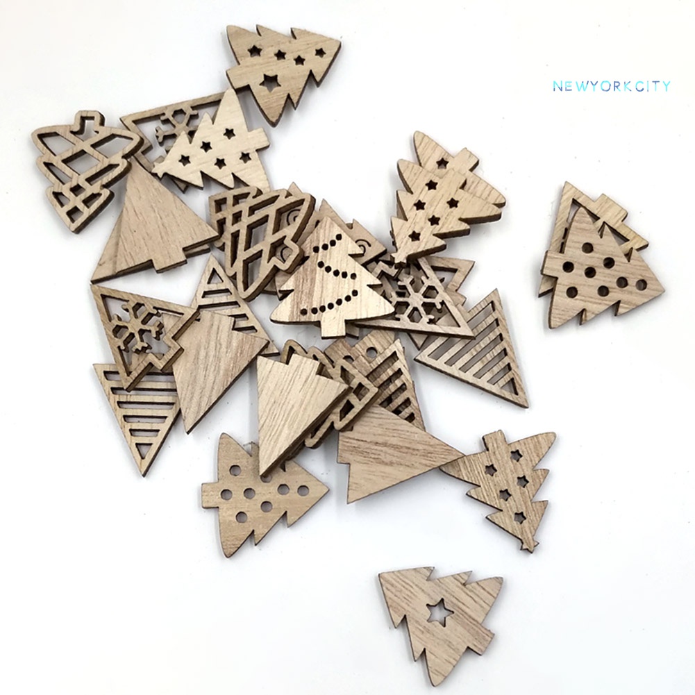 Set 50 Phụ Kiện Trang Trí Giáng Sinh Bằng Gỗ