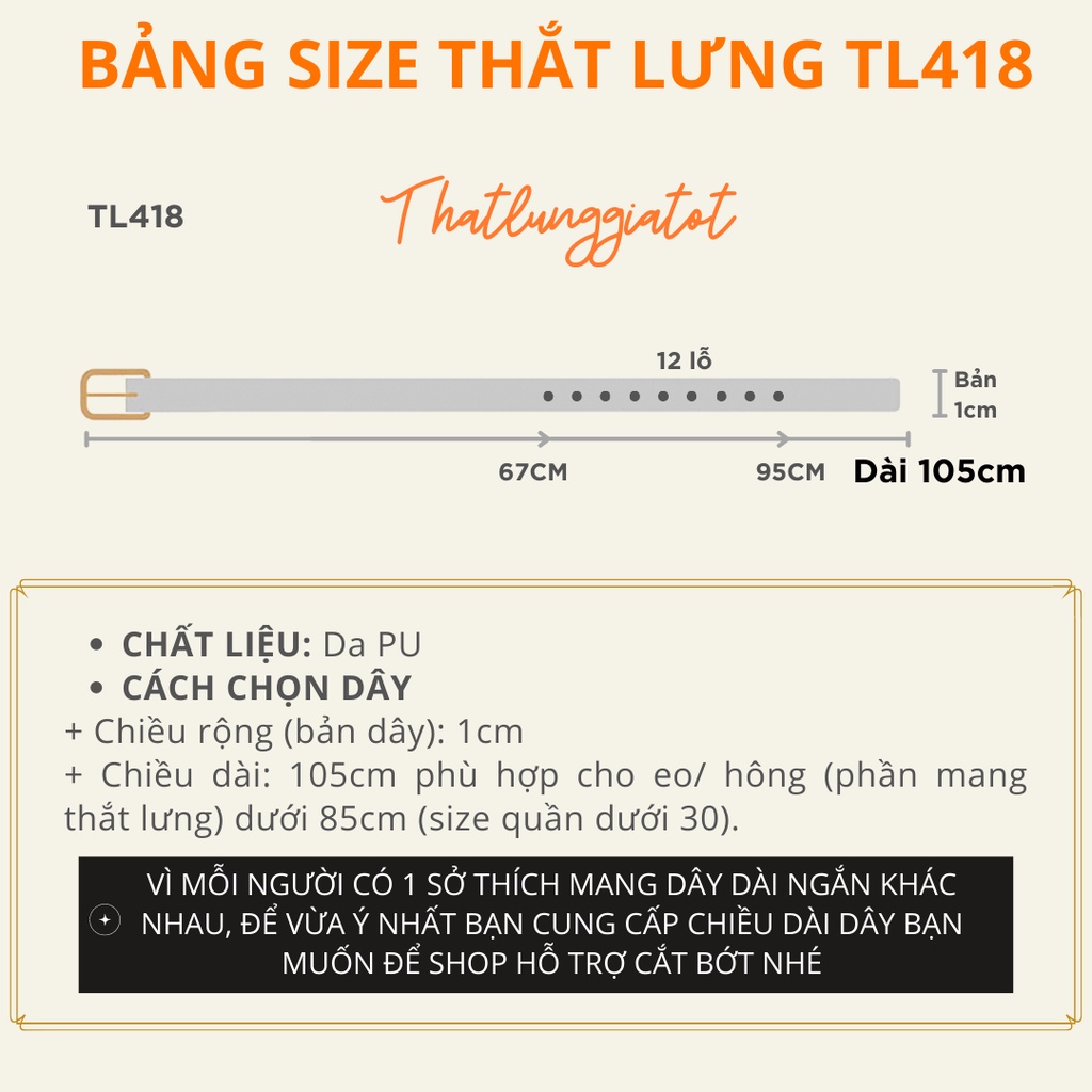 Đai thắt lưng váy bản nhỏ mảnh 1cm  TL418 - Thắt Lưng Giá Tốt