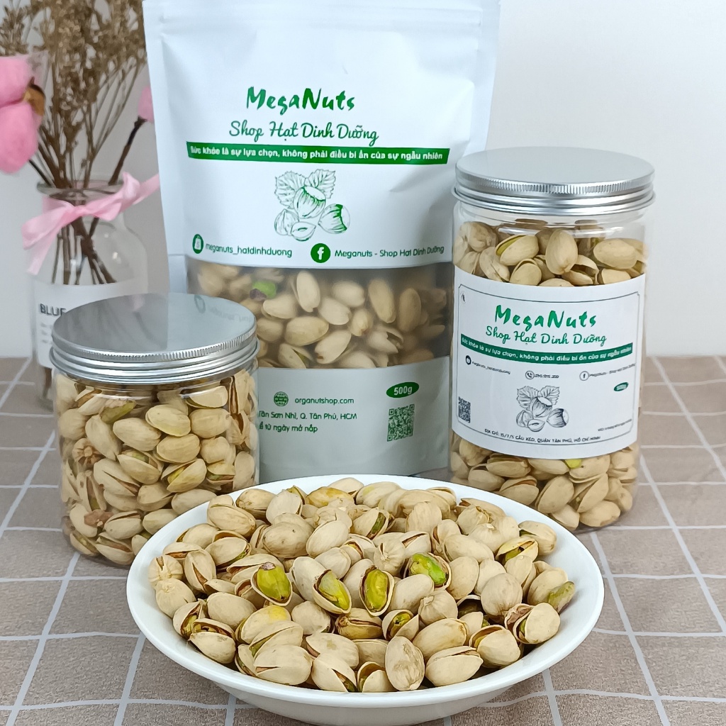 Hạt dẻ cười Mỹ Meganuts 500g - Hạt dẻ cười Pistachio rang muối không tẩy trắng thơm ngon