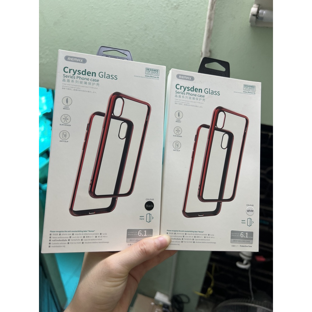 CHÍNH HÃNG  Ốp lưng kính cường lực viền màu Remax siêu đẹp iPHONE XR0