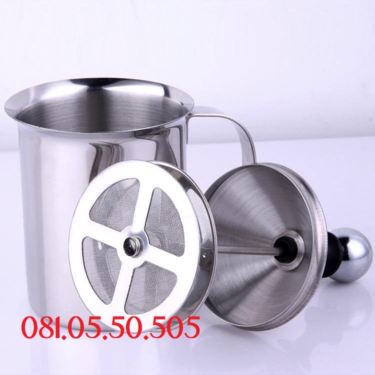 Ca đánh sữa lạnh latte dung tích 400ml 800ml chất liệu inox không gỉ sáng bóng