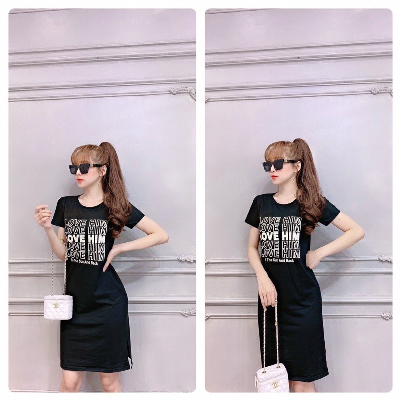 Đầm suông form dài xẻ tà (thun Thái bao đẹp) | BigBuy360 - bigbuy360.vn