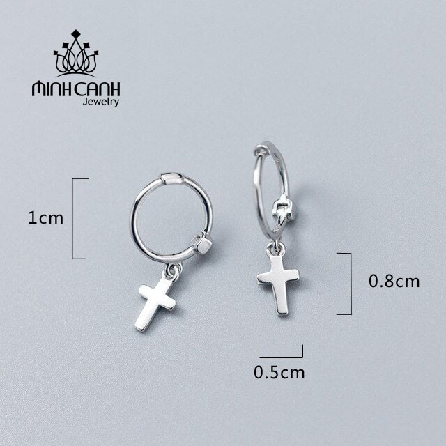 Hoa Tai Hình Thánh Giá Treo Bạc 925 - Minh Canh Jewelry