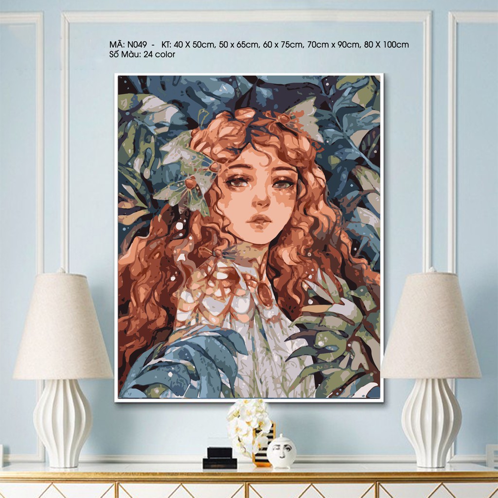 Tranh Tô Màu Theo Số Sơn Dầu Nhiều Mẫu Cô Gái Hot Trend - Tranh Sơn Dầu Số Hóa Có Sẵn Kích Thước 40x50cm | BigBuy360 - bigbuy360.vn