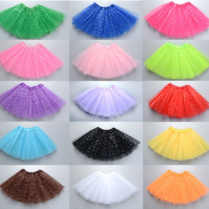 ✿ Chân Váy tutu Lưới tutu Co Giãn Đính Kim Sa Lấp Lánh Cho Bé Gái Tập Múa Ba Lê