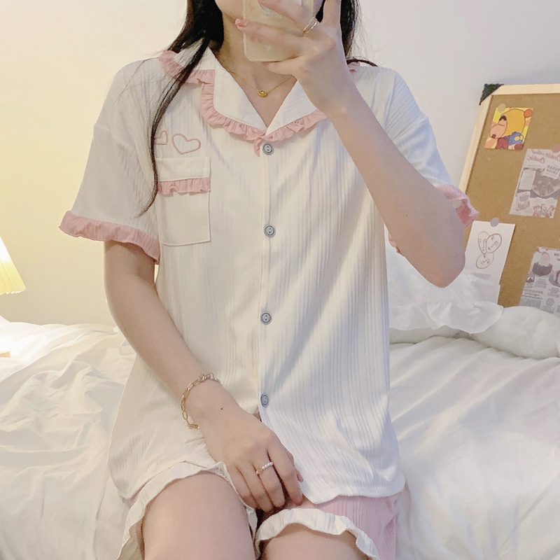 Đồ ngủ nữ pijama tiểu thư bánh bèo chất cotton tăm có bigsize