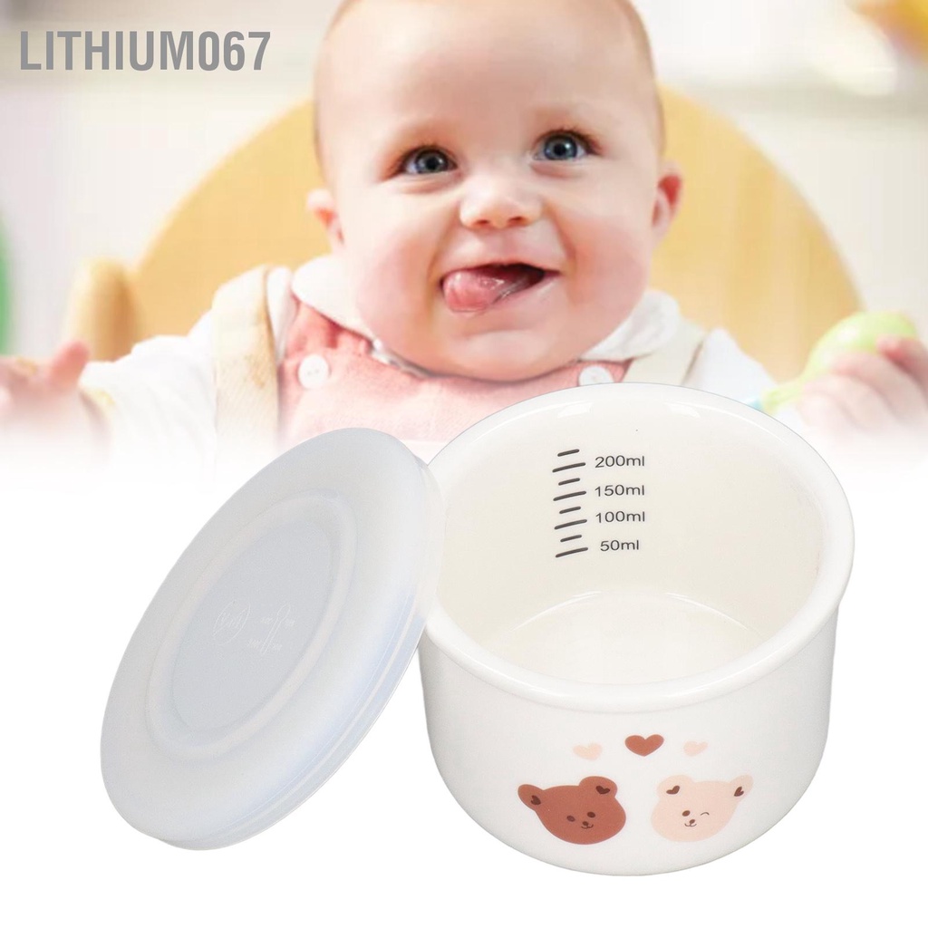 Lithium067 Bát ăn cho bé có quy mô Hình trái tim yêu thương gấu chịu nhiệt nắp đậy đựng thức trẻ mẫu giáo