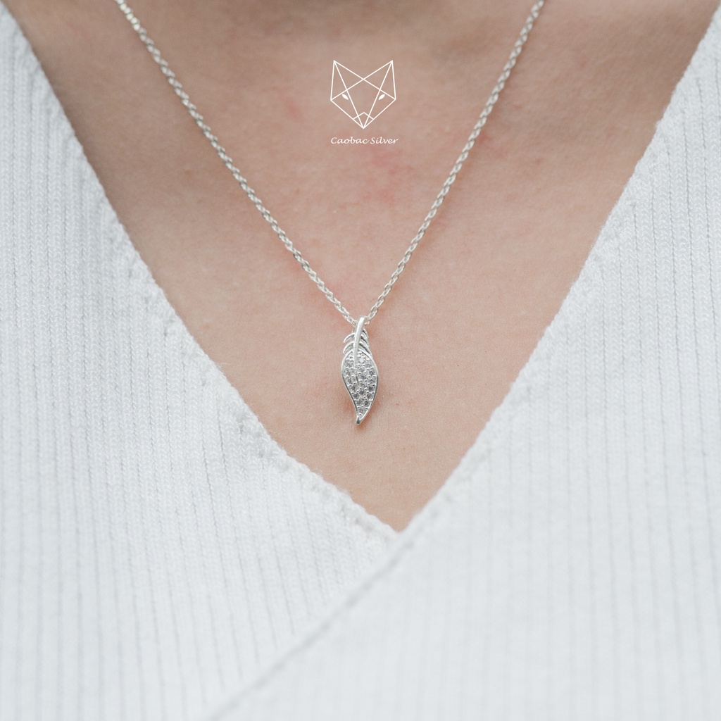 Dây Chuyền Bạc Ta Cao Cấp CaoBac Silver Thiết Kế Hình Lông Vũ Tinh Tế, Đơn Giản, Nhẹ Nhàng, Thanh Lịch Cho Bạn Gái