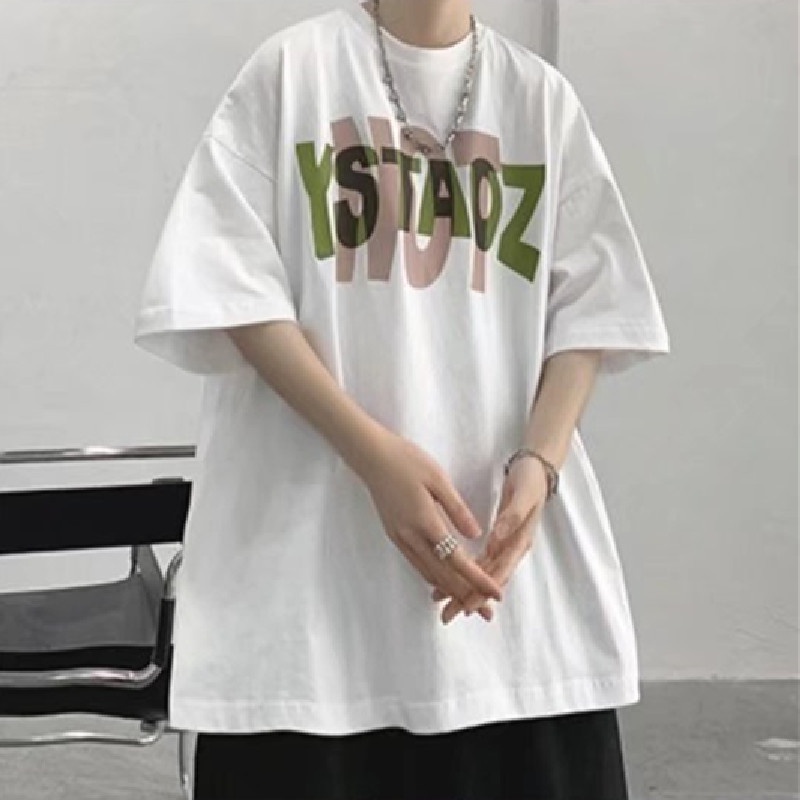 Áo Thun Nam Tay Ngắn Dáng Rộng Có In Chữ Phong Cách Hàn Quốc Thời Trang