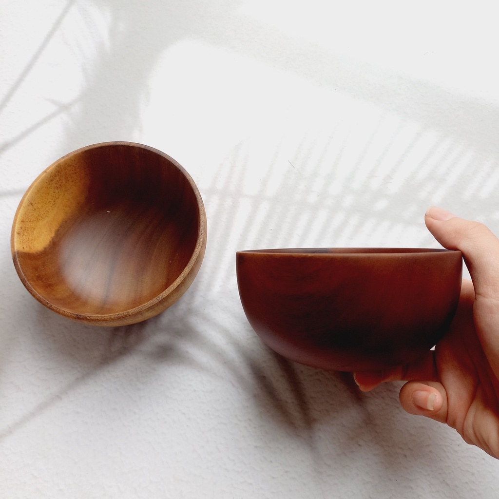 Tô, Bát Gỗ Keo Tự Nhiên/Nâu Đỏ 10x5cm Ăn Cơm, Súp, Đựng Nước Chấm, Bát Gỗ Nguyên Khối Của Vitrapro, Decor Chụp Ảnh
