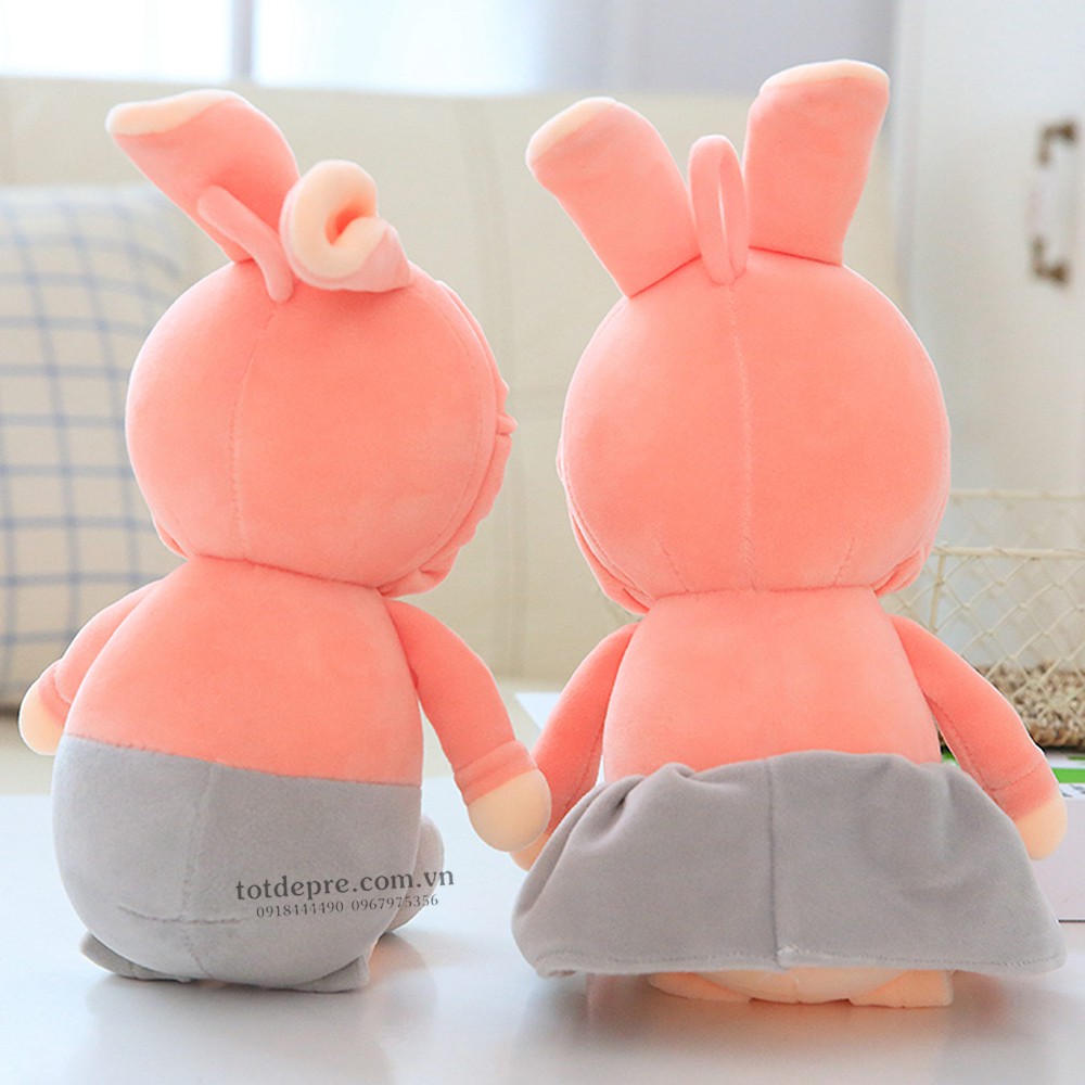 Thỏ nhồi bông kiểu mặc váy hoặc quần yếm size 50cm