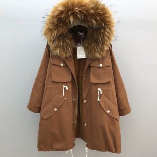 Áo parka cổ lông kaki