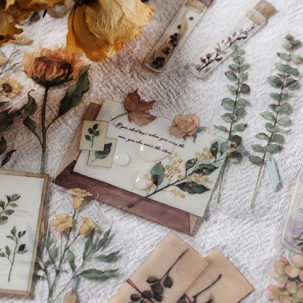 Túi 40 Miếng Dán Hình Hoa Phong Cách Cổ Điển Dùng Trang Trí Album DIY