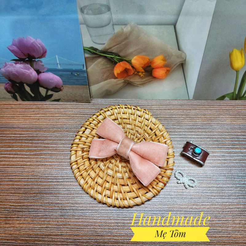 1 chiếc kẹp tóc nơ nhung handmade cho bé gái,bạn gái,handmade Mẹ Tôm