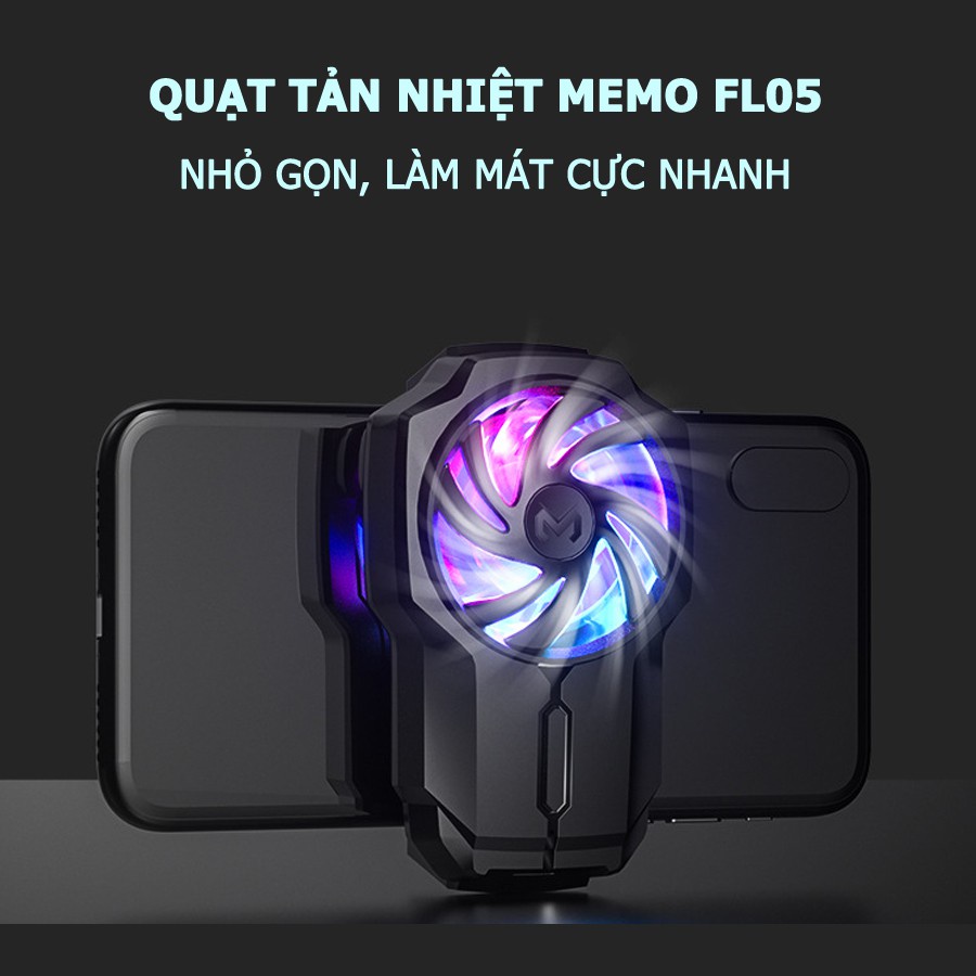 Quạt Tản Nhiệt Điện Thoại Gaming FL05 Làm Mát Bằng Quạt Gió - Led Đổi Màu -  Chính Hãng HD Design